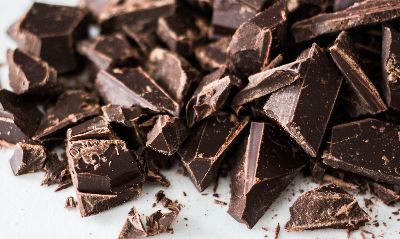 Rich dark chocolate pieces